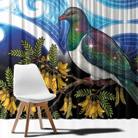 Kekeru New Zealand Matariki Window Curtain Kukupa Kowhai Maori New Year Blue Version LT14 - Polynesian Pride