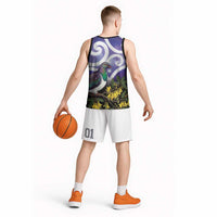 Kekeru New Zealand Matariki Basketball Jersey Kukupa Kowhai Maori New Year Purple Version