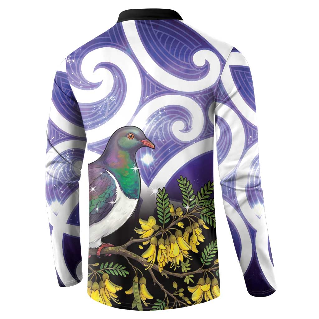 Kekeru New Zealand Matariki Button Sweatshirt Kukupa Kowhai Maori New Year Purple Version
