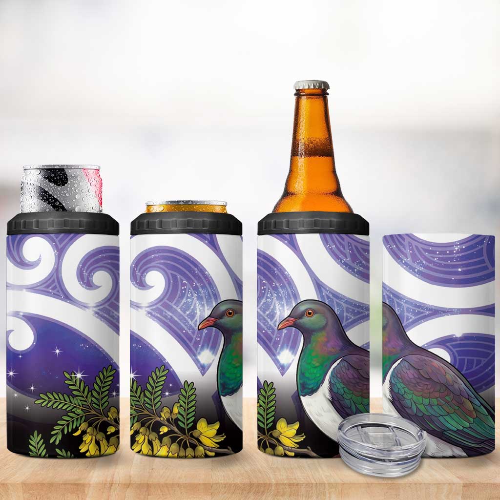 Kekeru New Zealand Matariki 4 in 1 Can Cooler Tumbler Kukupa Kowhai Maori New Year Purple Version