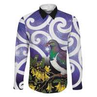 Kekeru New Zealand Matariki Family Matching Off Shoulder Short Dress and Hawaiian Shirt Kukupa Kowhai Maori New Year Purple Version