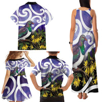 Kekeru New Zealand Matariki Family Matching Tank Maxi Dress and Hawaiian Shirt Kukupa Kowhai Maori New Year Purple Version