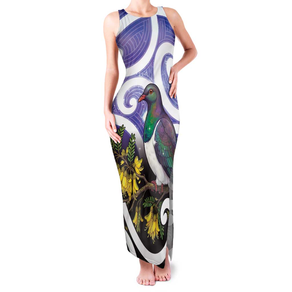 Kekeru New Zealand Matariki Family Matching Tank Maxi Dress and Hawaiian Shirt Kukupa Kowhai Maori New Year Purple Version