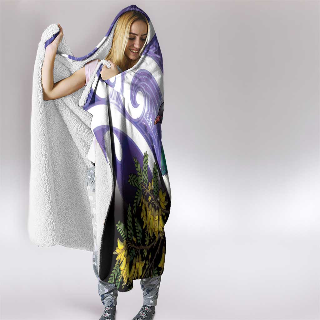 Kekeru New Zealand Matariki Hooded Blanket Kukupa Kowhai Maori New Year Purple Version