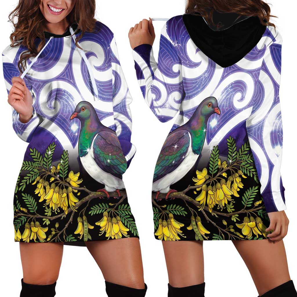 Kekeru New Zealand Matariki Hoodie Dress Kukupa Kowhai Maori New Year Purple Version