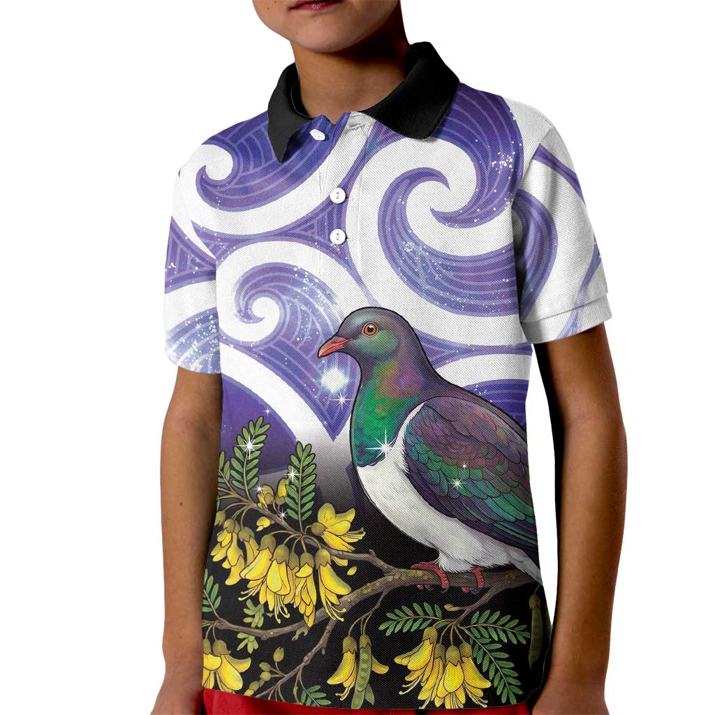 Kekeru New Zealand Matariki Kid Polo Shirt Kukupa Kowhai Maori New Year Purple Version LT14 Kid Purple - Polynesian Pride