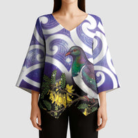Kekeru New Zealand Matariki Kimono Sleeve Blouse Kukupa Kowhai Maori New Year Purple Version