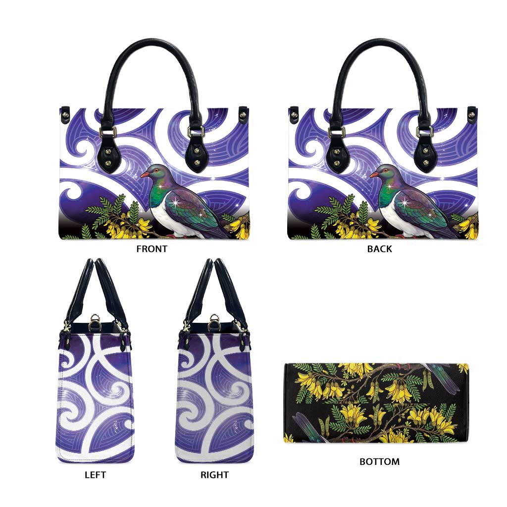 Kekeru New Zealand Matariki Leather Bag Kukupa Kowhai Maori New Year Purple Version