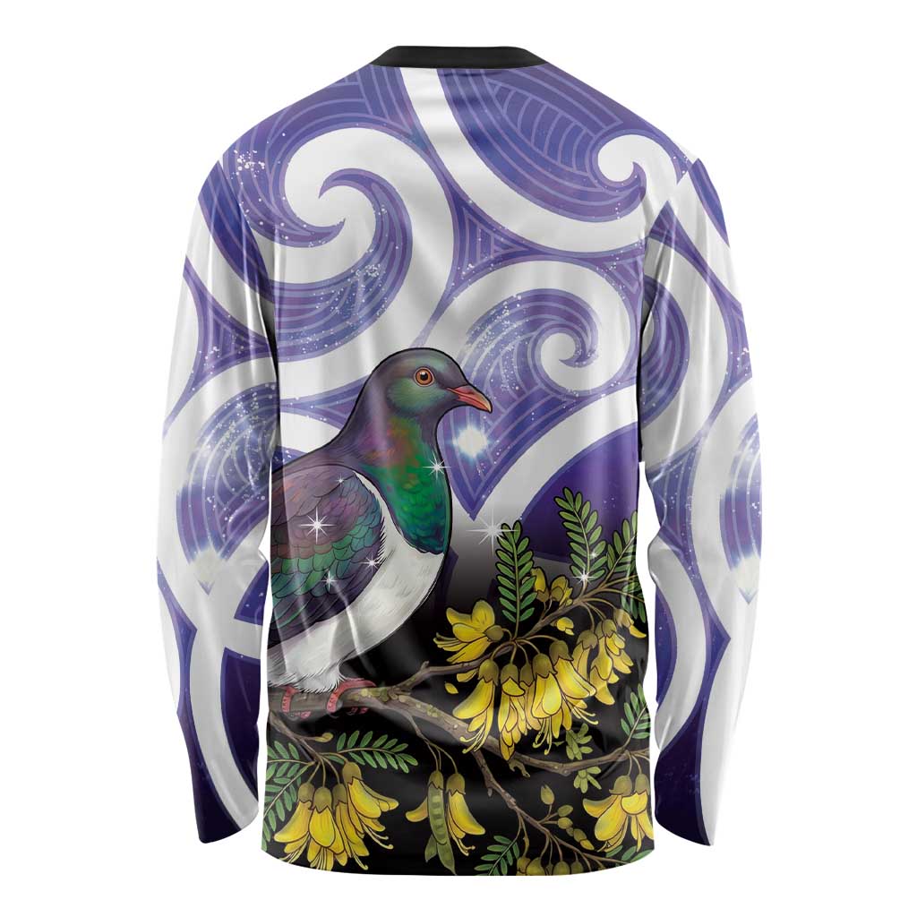 Kekeru New Zealand Matariki Long Sleeve Shirt Kukupa Kowhai Maori New Year Purple Version