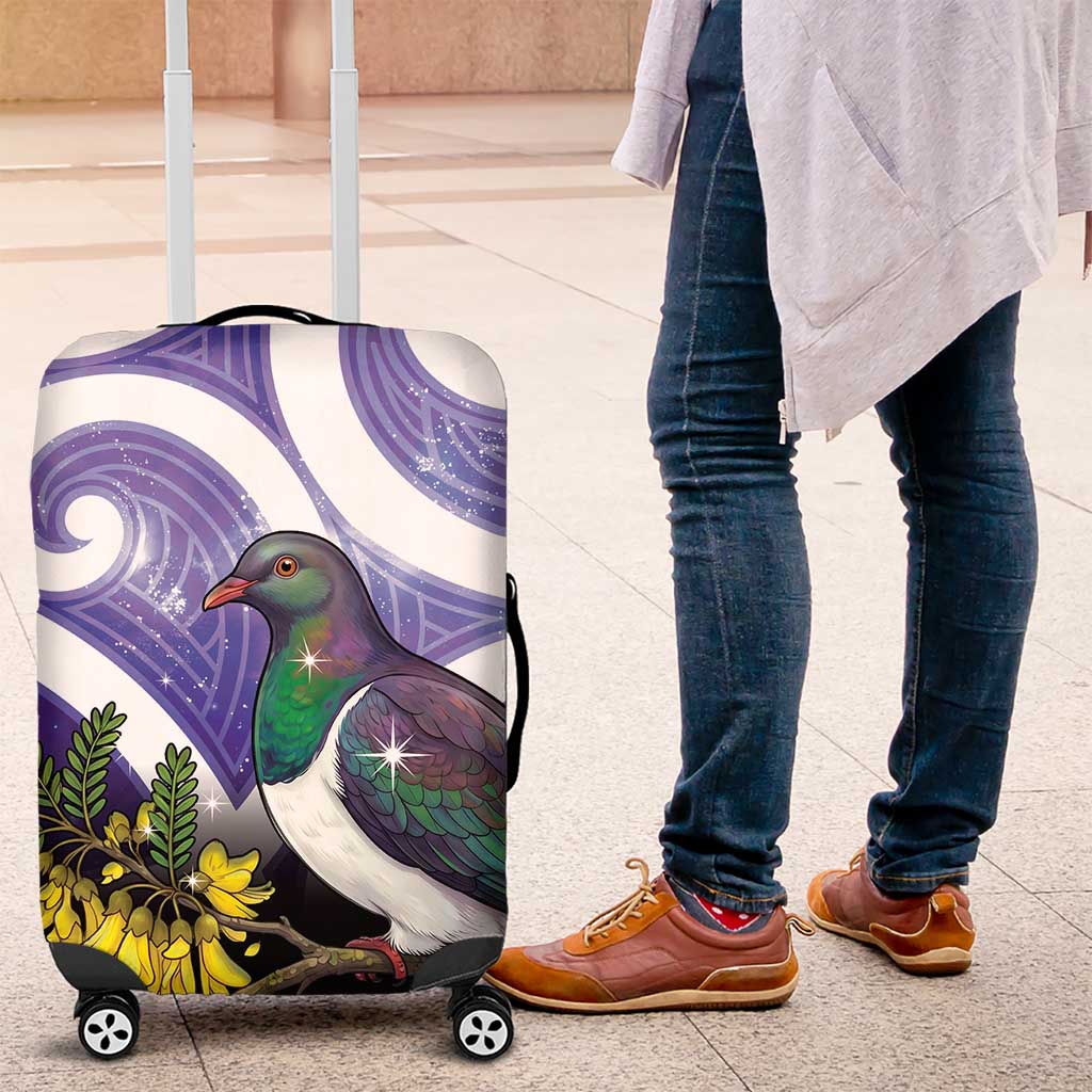 Kekeru New Zealand Matariki Luggage Cover Kukupa Kowhai Maori New Year Purple Version