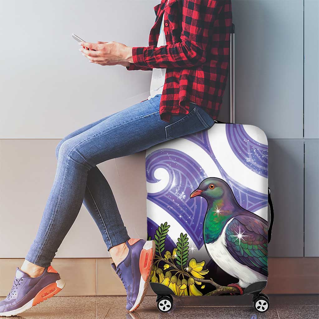Kekeru New Zealand Matariki Luggage Cover Kukupa Kowhai Maori New Year Purple Version