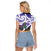 Kekeru New Zealand Matariki Raglan Cropped T Shirt Kukupa Kowhai Maori New Year Purple Version