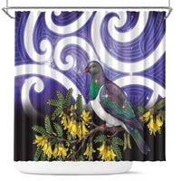 Kekeru New Zealand Matariki Shower Curtain Kukupa Kowhai Maori New Year Purple Version