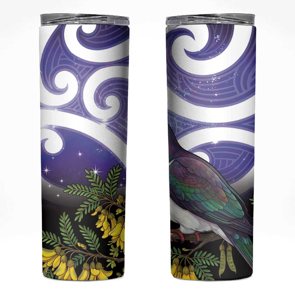 Kekeru New Zealand Matariki Skinny Tumbler Kukupa Kowhai Maori New Year Purple Version LT14 Purple - Polynesian Pride