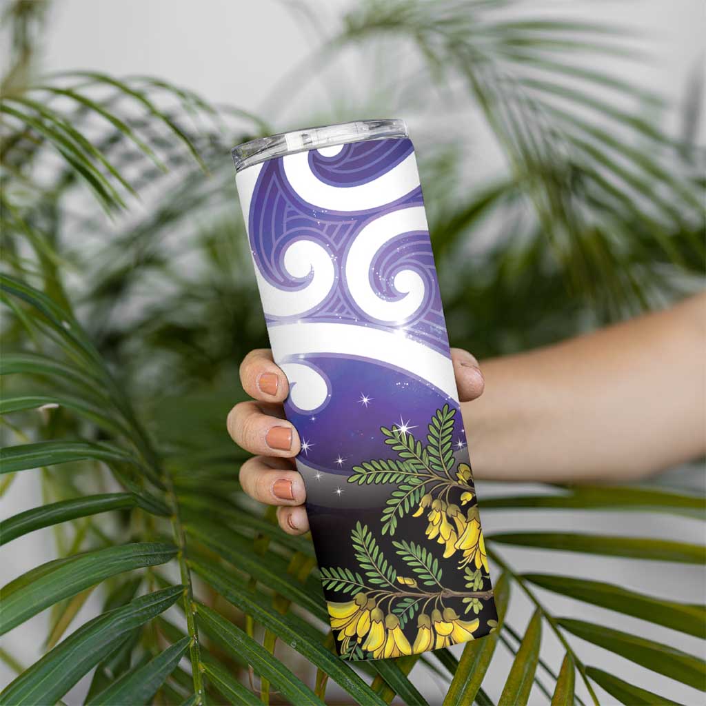 Kekeru New Zealand Matariki Skinny Tumbler Kukupa Kowhai Maori New Year Purple Version