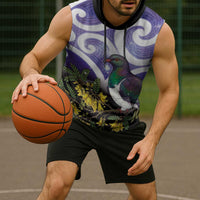 Kekeru New Zealand Matariki Sleeveless Hoodie Kukupa Kowhai Maori New Year Purple Version