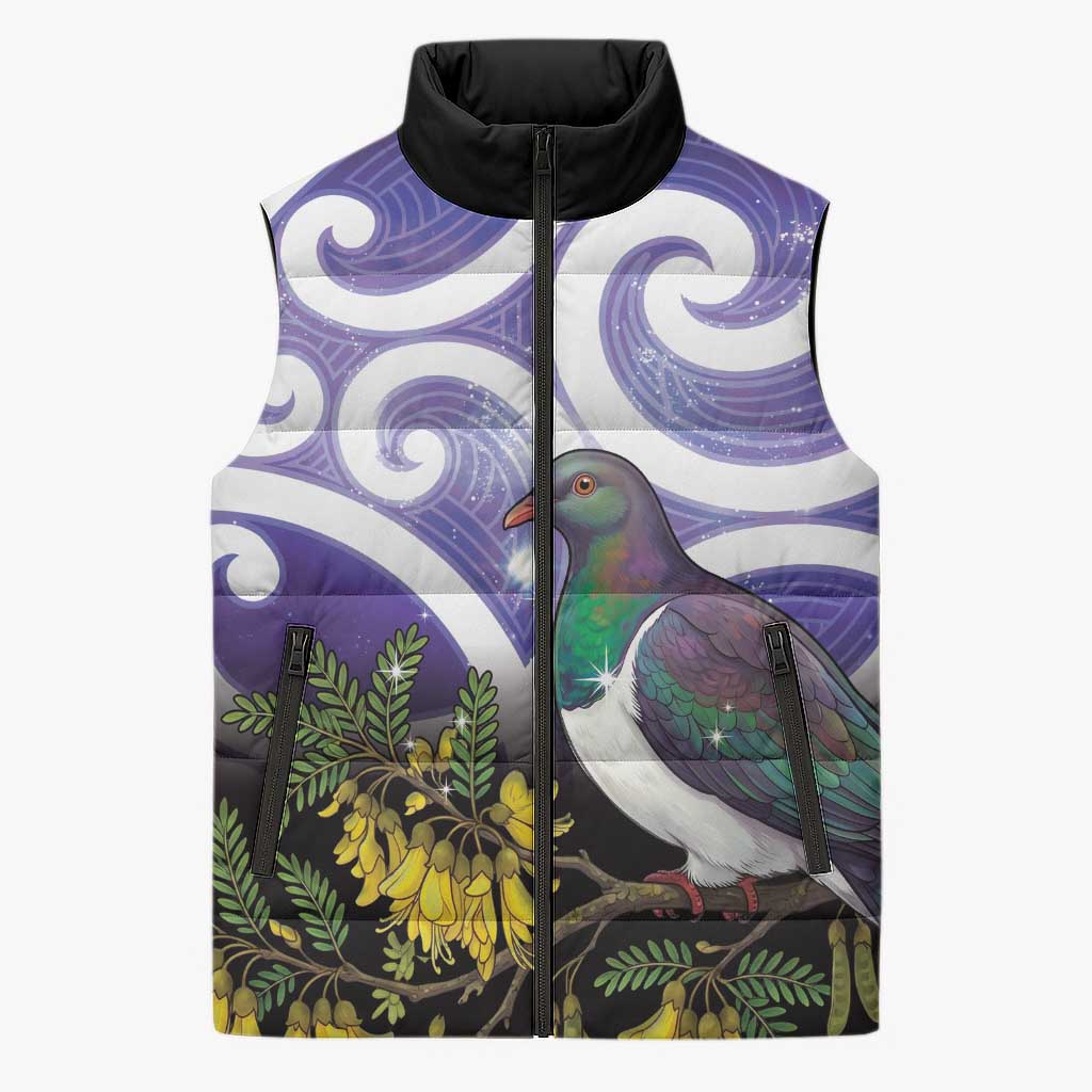 Kekeru New Zealand Matariki Sleeveless Puffer Jacket Kukupa Kowhai Maori New Year Purple Version