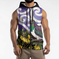 Kekeru New Zealand Matariki Sleeveless Zip Hoodie Kukupa Kowhai Maori New Year Purple Version
