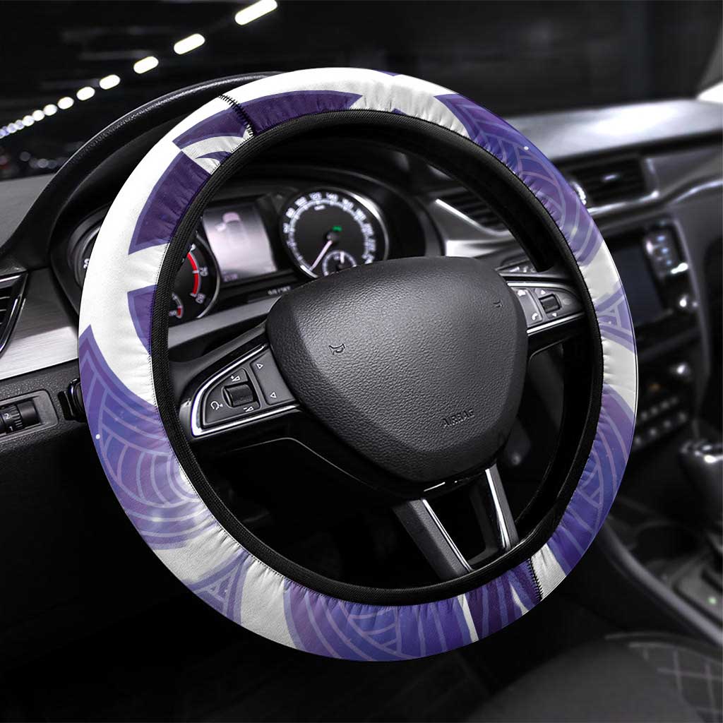 Kekeru New Zealand Matariki Steering Wheel Cover Kukupa Kowhai Maori New Year Purple Version LT14 Universal Fit Purple - Polynesian Pride