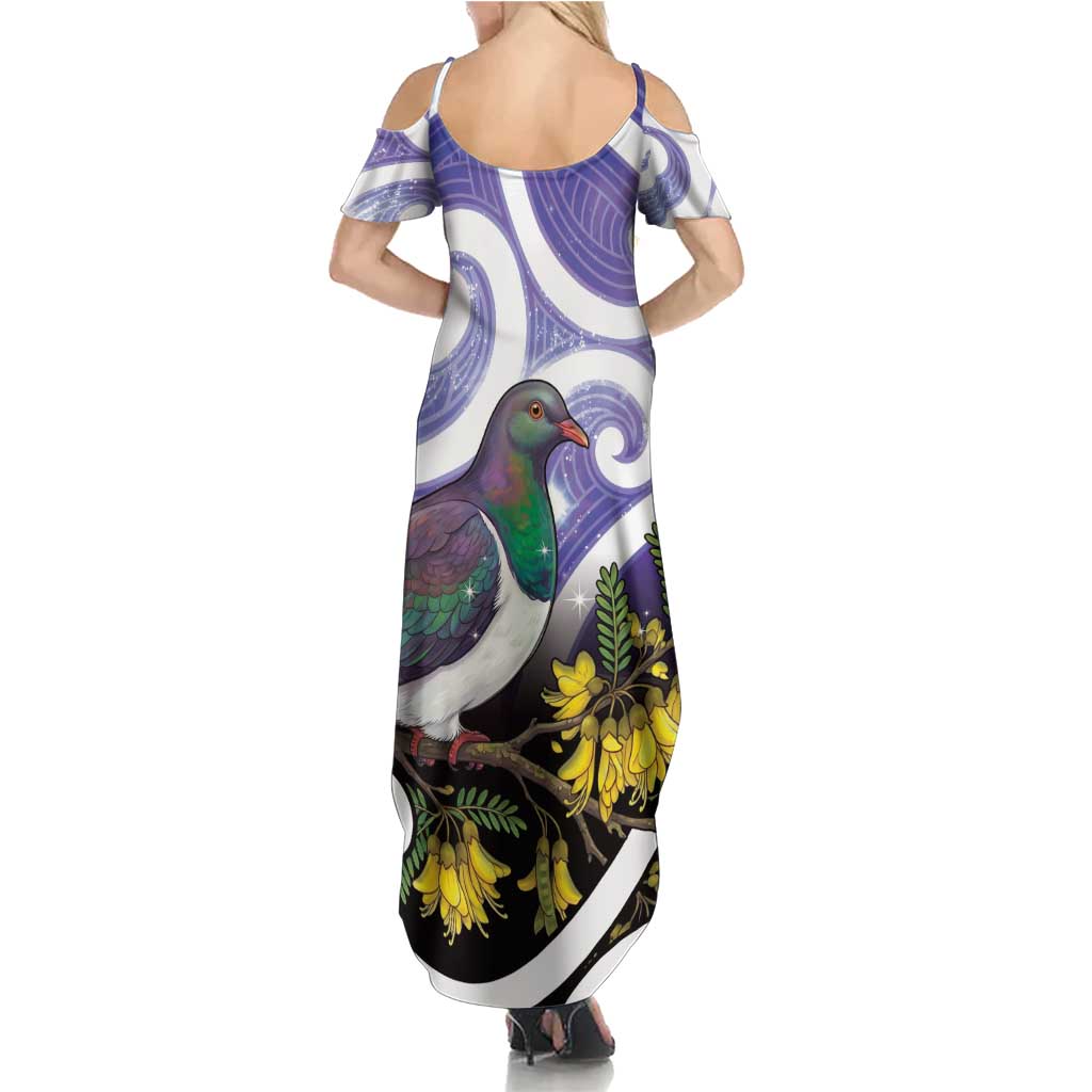Kekeru New Zealand Matariki Summer Maxi Dress Kukupa Kowhai Maori New Year Purple Version