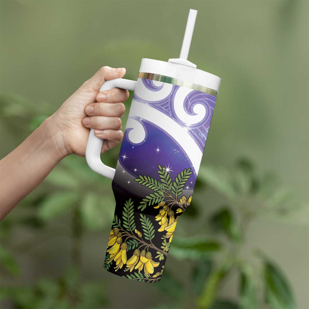 Kekeru New Zealand Matariki Tumbler With Handle Kukupa Kowhai Maori New Year Purple Version