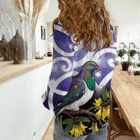 Kekeru New Zealand Matariki Women Casual Shirt Kukupa Kowhai Maori New Year Purple Version