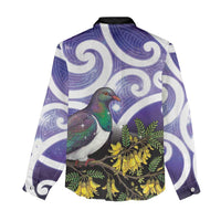 Kekeru New Zealand Matariki Women Casual Shirt Kukupa Kowhai Maori New Year Purple Version