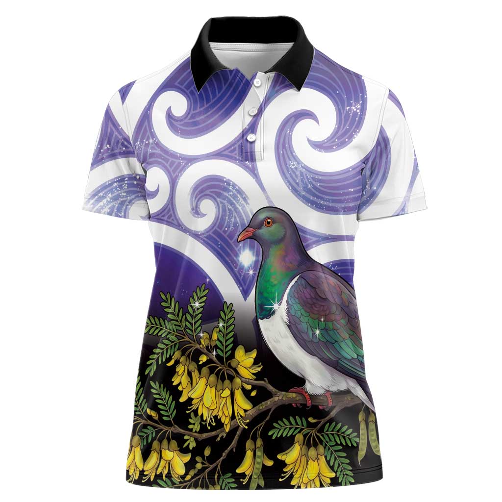 Kekeru New Zealand Matariki Women Polo Shirt Kukupa Kowhai Maori New Year Purple Version