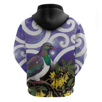 Kekeru New Zealand Matariki Zip Hoodie Kukupa Kowhai Maori New Year Purple Version