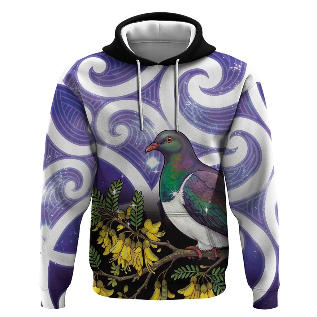 Kekeru New Zealand Matariki Zip Hoodie Kukupa Kowhai Maori New Year Purple Version