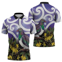 Kekeru New Zealand Matariki Zipper Polo Shirt Kukupa Kowhai Maori New Year Purple Version