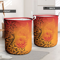 French Polynesia Manta Ray Tattoo Laundry Basket Tahiti Hahalua Tiare Maori Gradient Style LT14 - Polynesian Pride