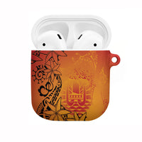 French Polynesia Manta Ray Tattoo AirPods Case Tahiti Hahalua Tiare Maori Gradient Style LT14 Orange - Polynesian Pride
