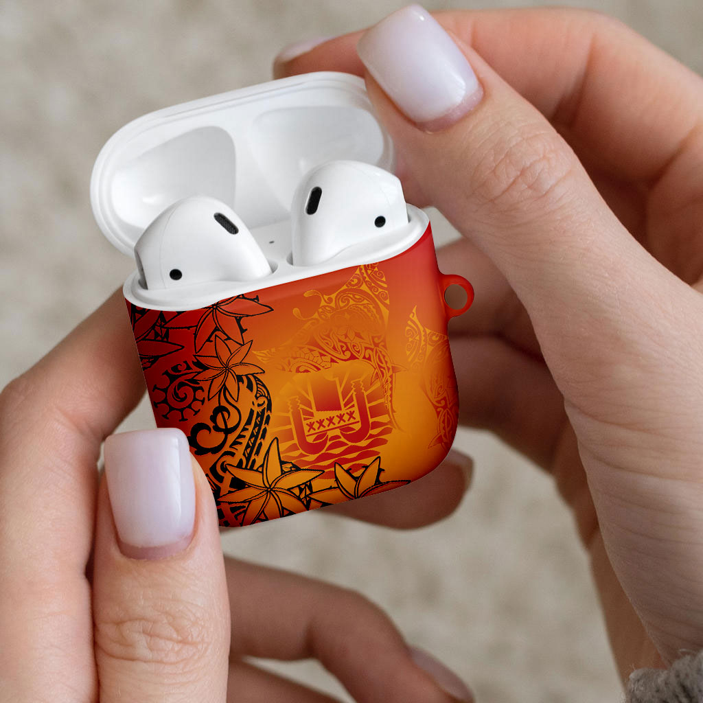 French Polynesia Manta Ray Tattoo AirPods Case Tahiti Hahalua Tiare Maori Gradient Style LT14 - Polynesian Pride