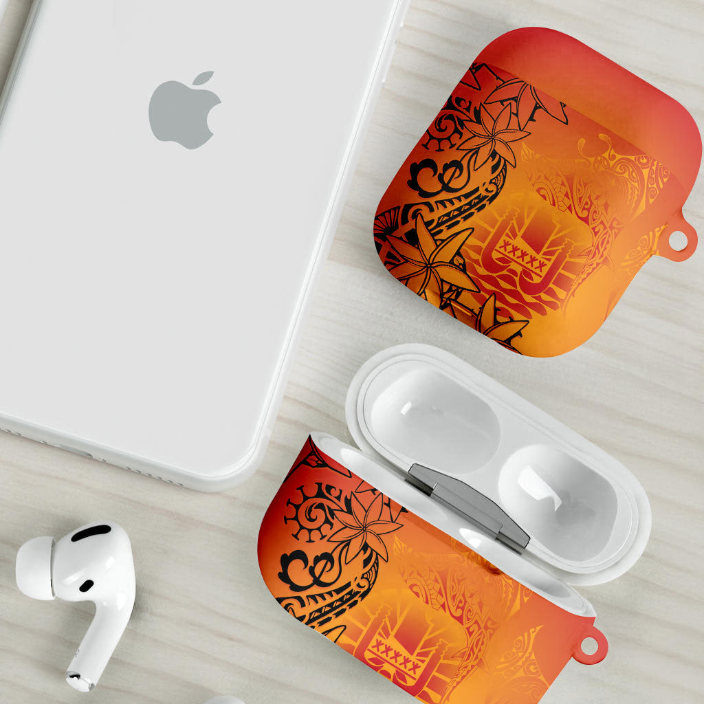 French Polynesia Manta Ray Tattoo AirPods Case Tahiti Hahalua Tiare Maori Gradient Style LT14 - Polynesian Pride