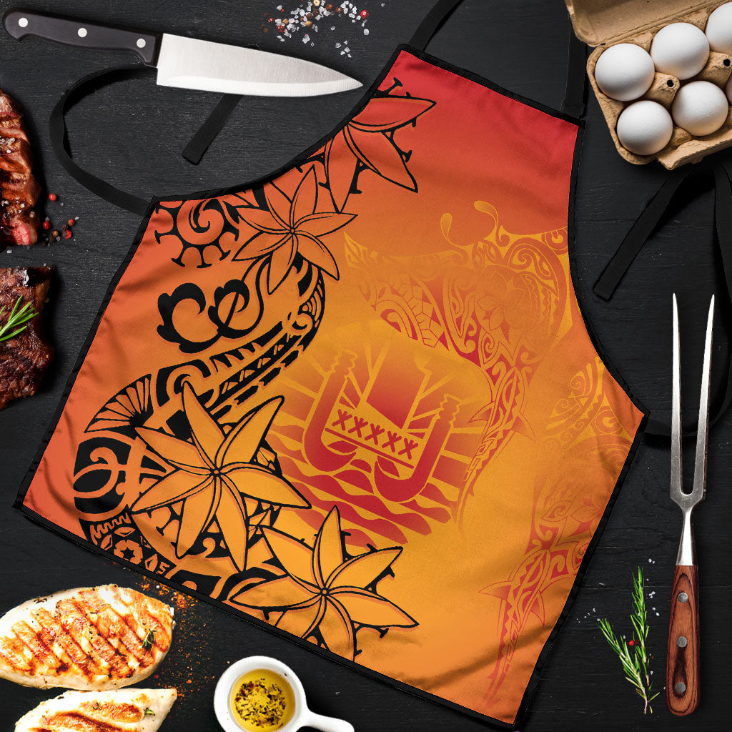 French Polynesia Manta Ray Tattoo Apron Tahiti Hahalua Tiare Maori Gradient Style LT14 Orange - Polynesian Pride