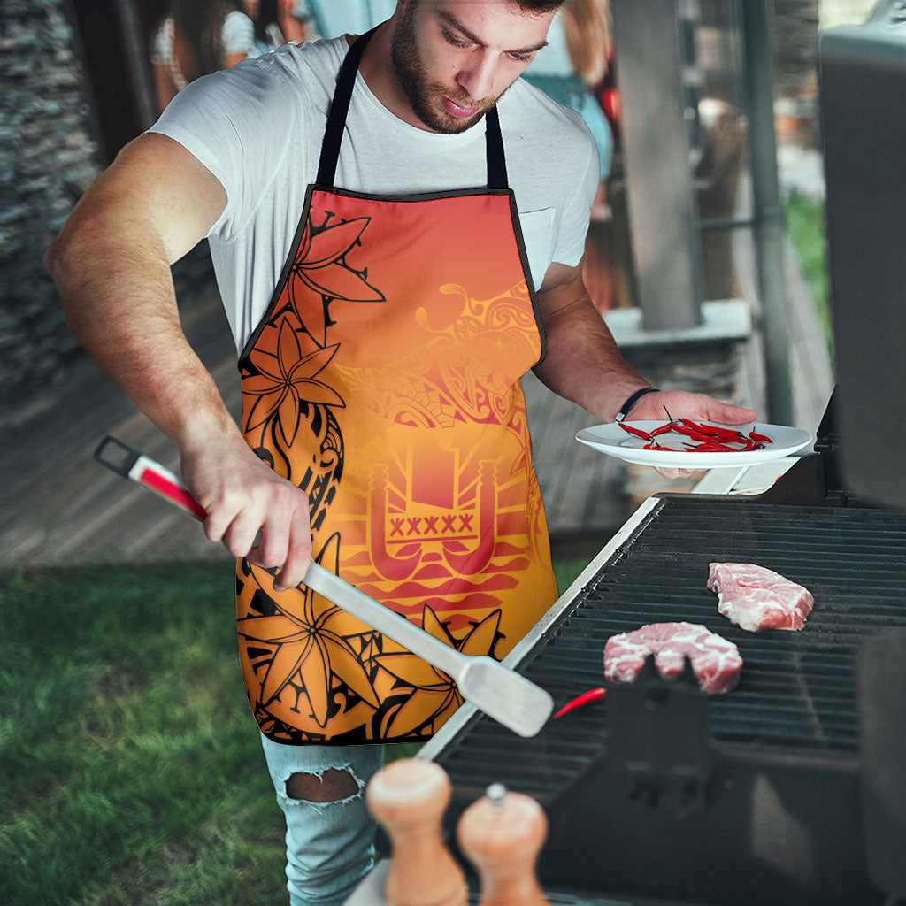 French Polynesia Manta Ray Tattoo Apron Tahiti Hahalua Tiare Maori Gradient Style LT14 - Polynesian Pride