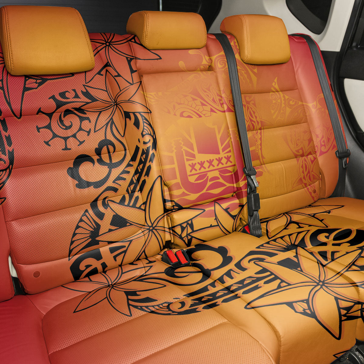 French Polynesia Manta Ray Tattoo Back Car Seat Cover Tahiti Hahalua Tiare Maori Gradient Style LT14 - Polynesian Pride