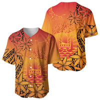 French Polynesia Manta Ray Tattoo Baseball Jersey Tahiti Hahalua Tiare Maori Gradient Style LT14 - Polynesian Pride