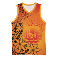 French Polynesia Manta Ray Tattoo Basketball Jersey Tahiti Hahalua Tiare Maori Gradient Style LT14 Unisex Orange - Polynesian Pride