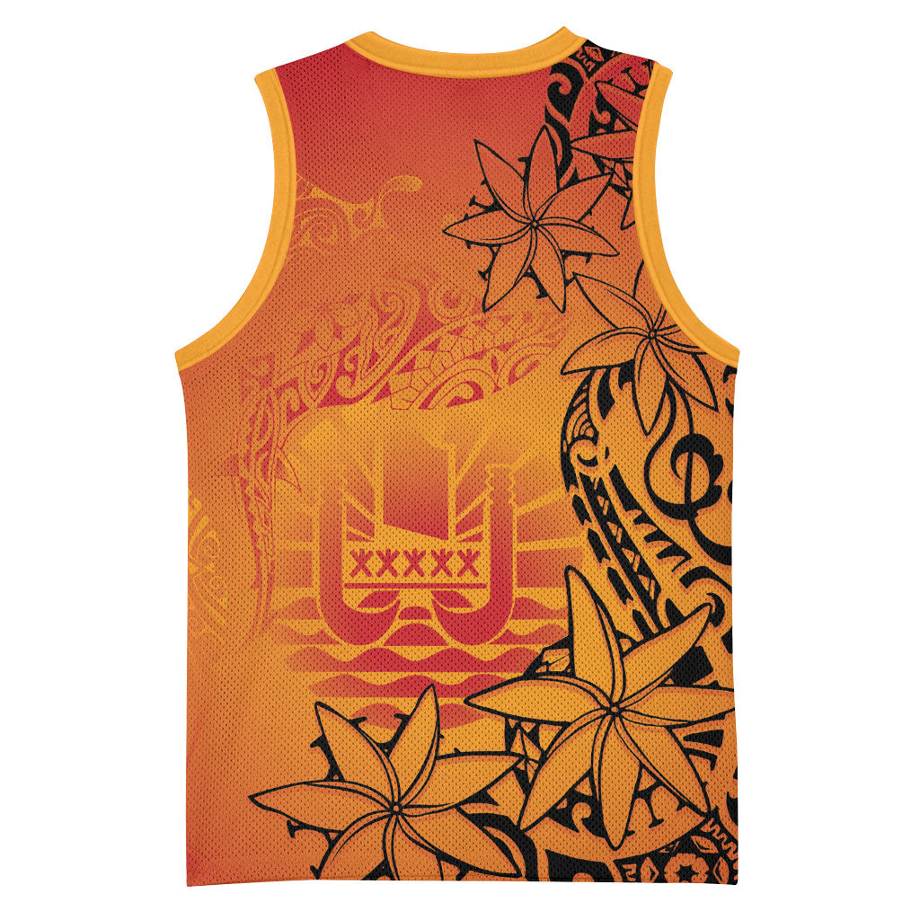 French Polynesia Manta Ray Tattoo Basketball Jersey Tahiti Hahalua Tiare Maori Gradient Style LT14 - Polynesian Pride