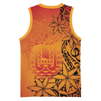French Polynesia Manta Ray Tattoo Basketball Jersey Tahiti Hahalua Tiare Maori Gradient Style LT14 - Polynesian Pride