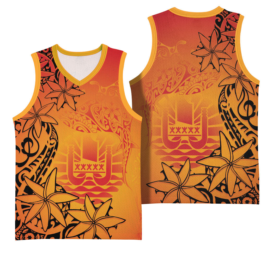 French Polynesia Manta Ray Tattoo Basketball Jersey Tahiti Hahalua Tiare Maori Gradient Style LT14 - Polynesian Pride