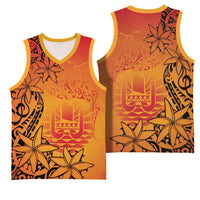 French Polynesia Manta Ray Tattoo Basketball Jersey Tahiti Hahalua Tiare Maori Gradient Style LT14 - Polynesian Pride
