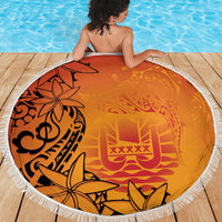 French Polynesia Manta Ray Tattoo Beach Blanket Tahiti Hahalua Tiare Maori Gradient Style LT14 - Polynesian Pride