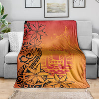 French Polynesia Manta Ray Tattoo Blanket Tahiti Hahalua Tiare Maori Gradient Style LT14 - Polynesian Pride