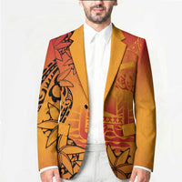 French Polynesia Manta Ray Tattoo Blazer Tahiti Hahalua Tiare Maori Gradient Style LT14 - Polynesian Pride