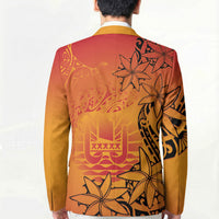 French Polynesia Manta Ray Tattoo Blazer Tahiti Hahalua Tiare Maori Gradient Style LT14 - Polynesian Pride