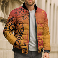 French Polynesia Manta Ray Tattoo Bomber Puffer Jacket Tahiti Hahalua Tiare Maori Gradient Style LT14 - Polynesian Pride