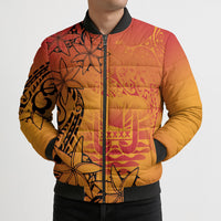 French Polynesia Manta Ray Tattoo Bomber Puffer Jacket Tahiti Hahalua Tiare Maori Gradient Style LT14 - Polynesian Pride